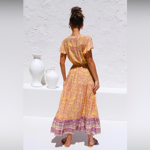 R.Vivimos Womens Summer Floral Print Cotton Short Sleeve Flowy Dress 4/6 (S)🎁😘 - Picture 3 of 9